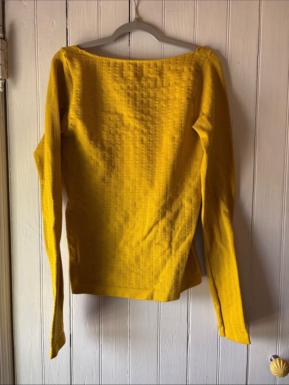 Anthropologie Mustard Yellow Textured Long-Sleeve Top